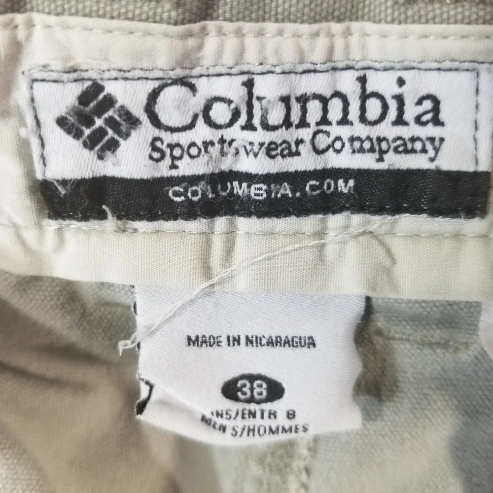 Columbia shorts‎ men's 38 x 7 khaki green cotton outdoor hiking Marine flawed